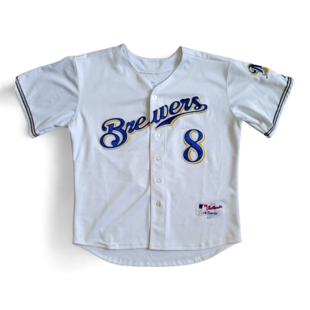 Majestic Milwaukee Brewers MLB Baseball #8 Ryan Braun Jersey Size 48 Authentic